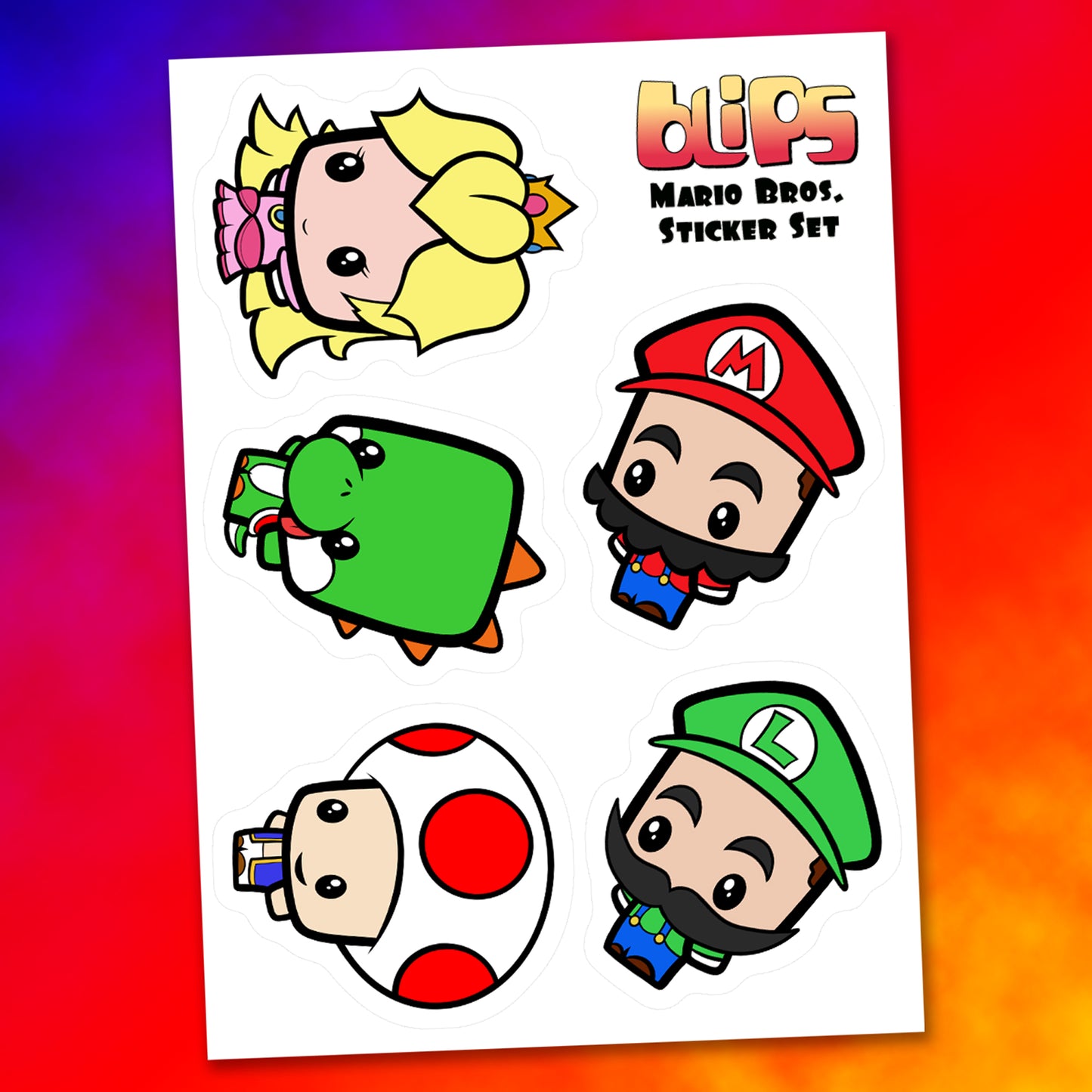 Mario Bros. Blip Mini Sticker Sheet - Set 1