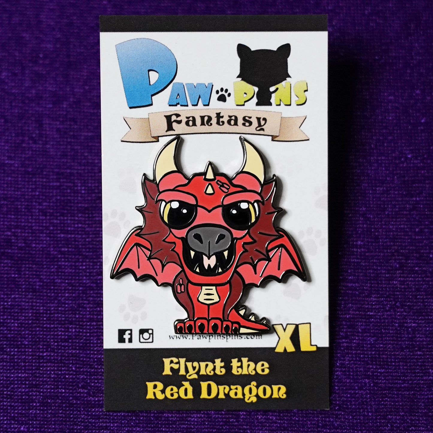 Flynt the Red Dragon - Hard Enamel Pin - Extra Large Paw-pins