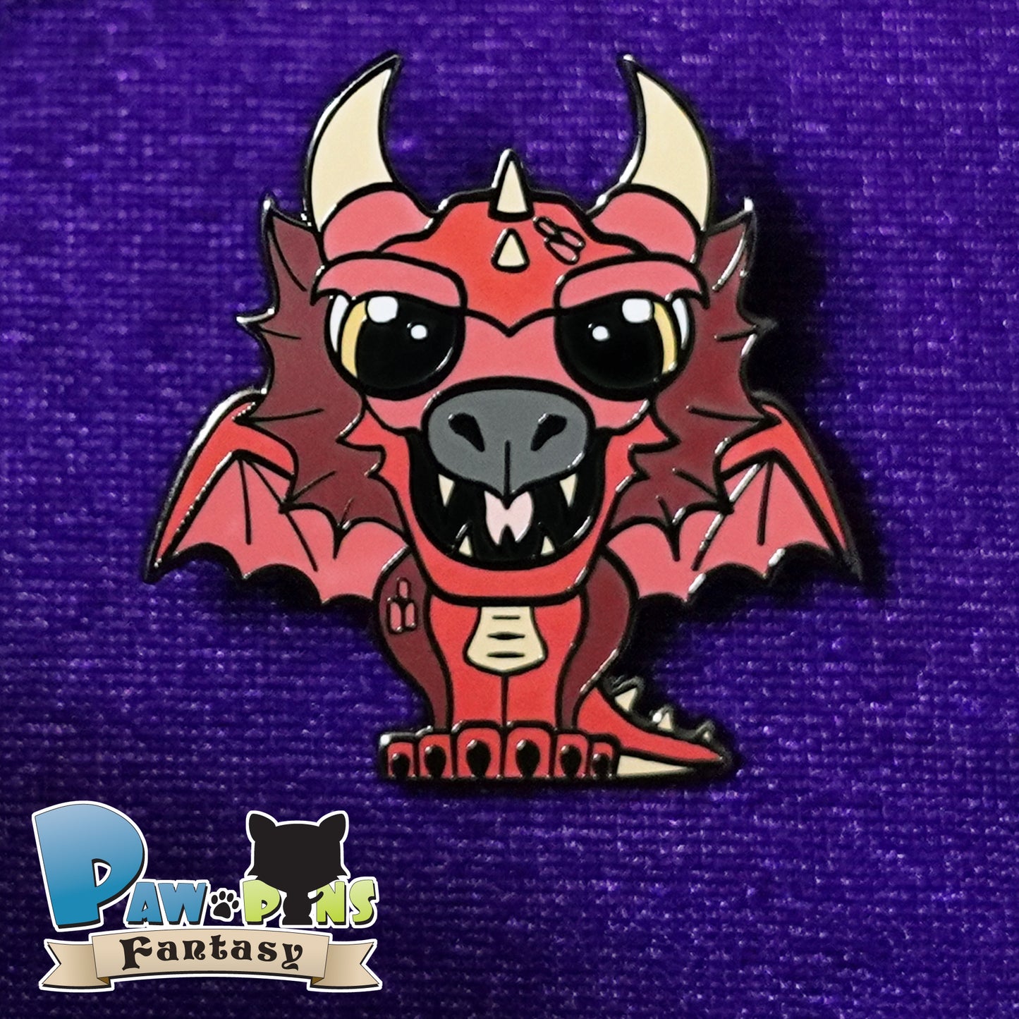 Flynt the Red Dragon - Hard Enamel Pin - Extra Large Paw-pins