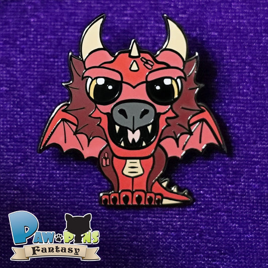 Flynt the Red Dragon - Hard Enamel Pin - Extra Large Paw-pins
