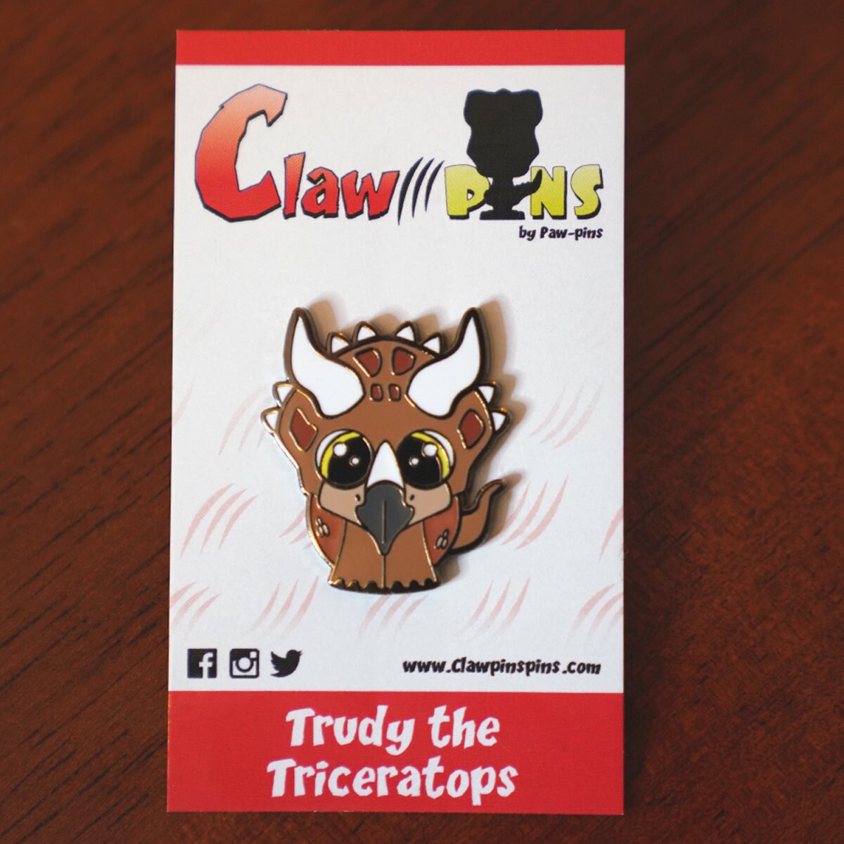 Trudy the Triceratops - Hard Enamel Pin